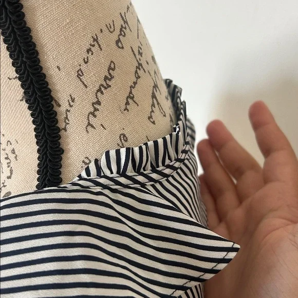 Karl Lagerfeld Navy Pinstripe Blouse - Picture 3 of 4